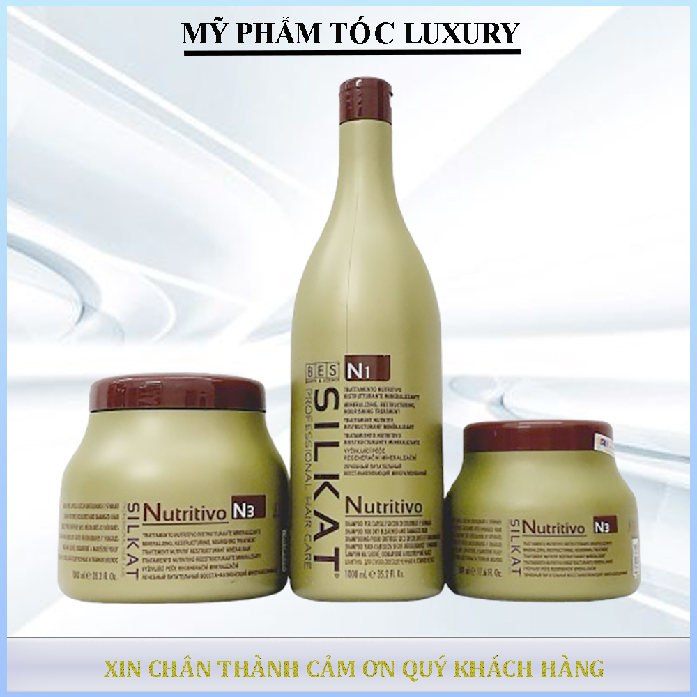 Dầu gội phục hồi tóc khô xơ Bes Silkat Nutritivo N1 1000ml